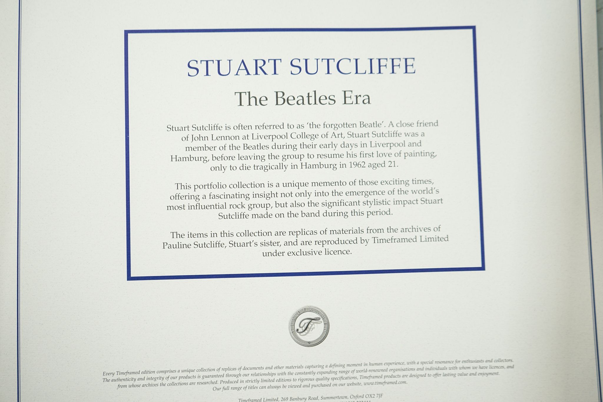 A Stuart Sutcliffe folio, 'The Beatles era' Limited Edition volume